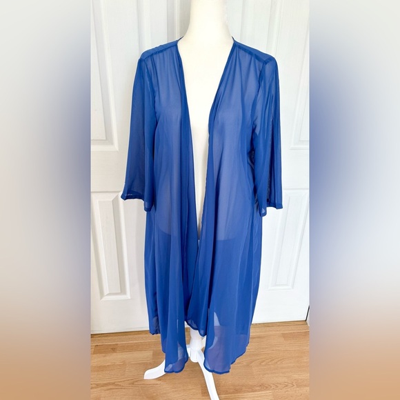 New 2 piece dress set maxi woman size 2xlarge flowered blues wedding/shower - Picture 10 of 14